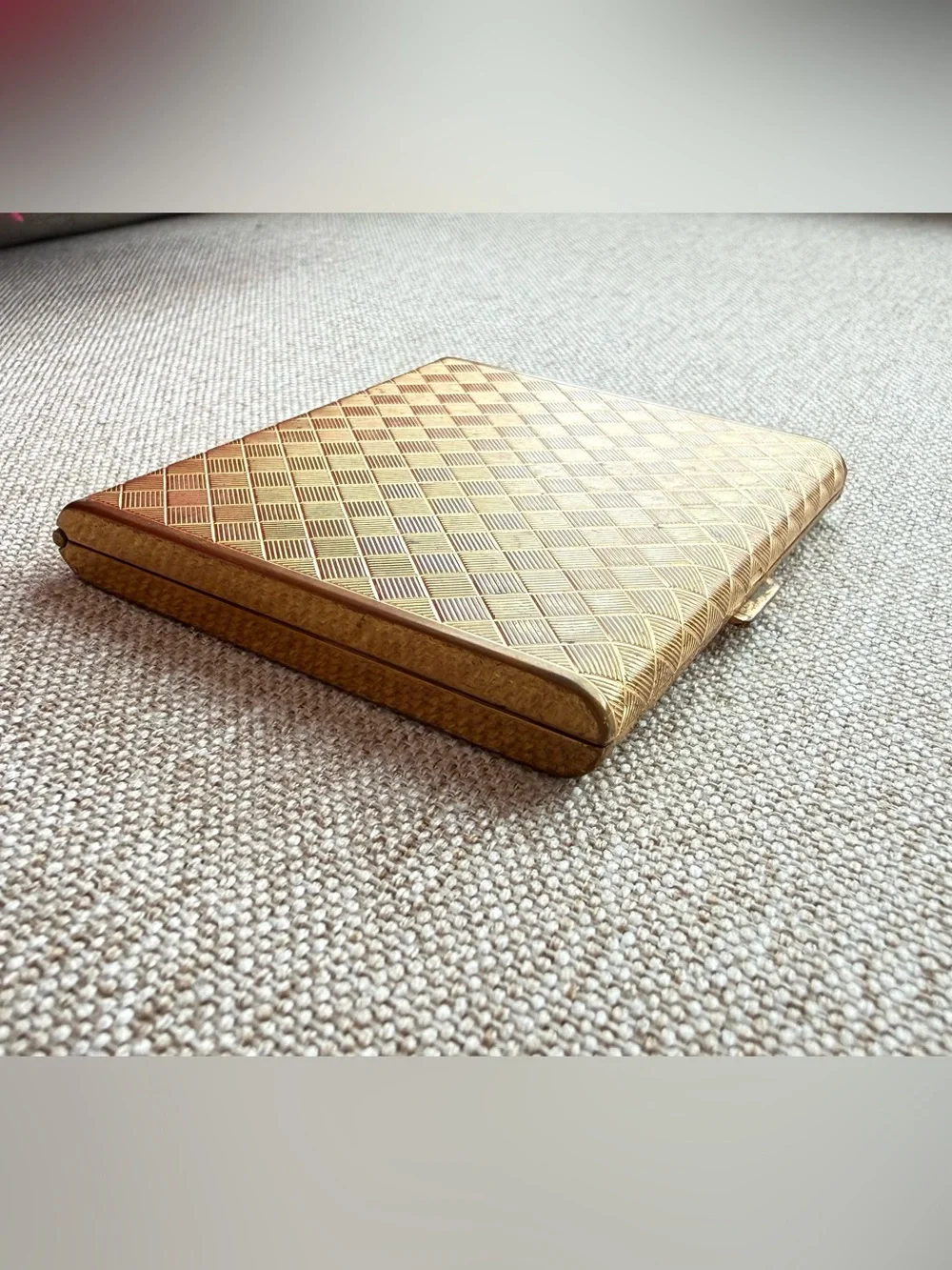 Vintage 1960s Christian Dior Swiss Made Powder Compact Gold Basketweave Mesh